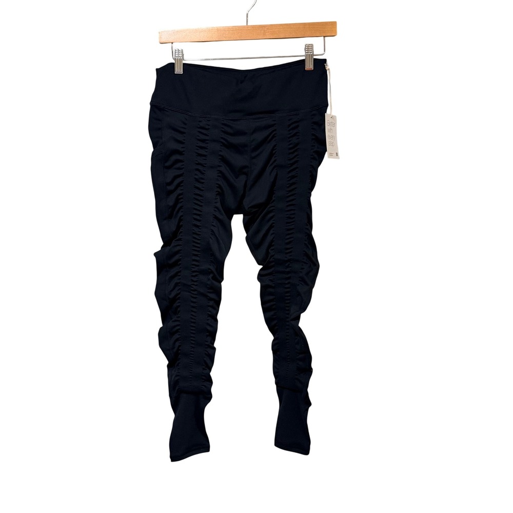 Sweetflexx Resistance Band Leggings Black Ruched High Rise Women Size 10 NEW